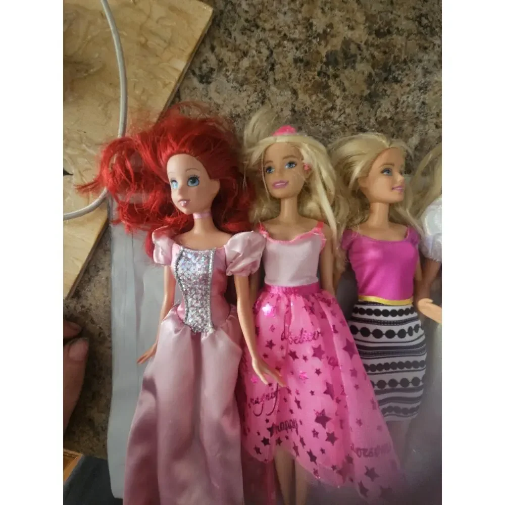 Lot of 12 Mattel Barbie Dolls with Clothes Mixed Fashion Dolls Blonde Brunette